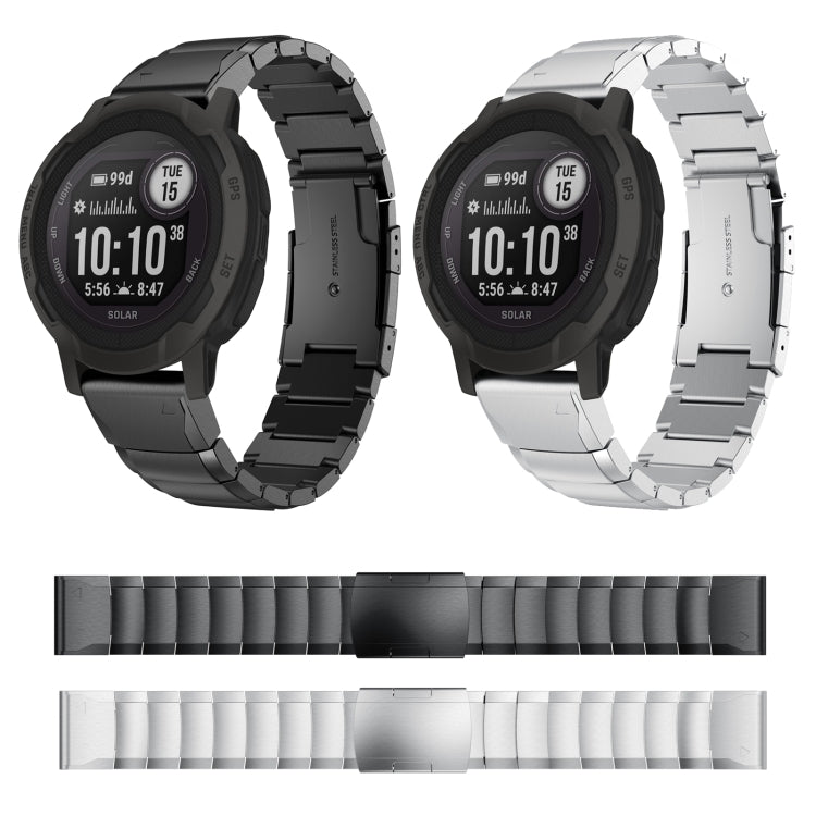 For Garmin Instinct 2 22mm Tortoise Shell Stainless Steel Watch Band(Black) by buy2fix