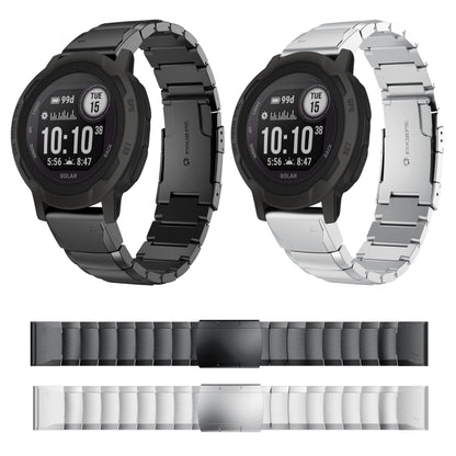 For Garmin Instinct 2 22mm Tortoise Shell Stainless Steel Watch Band(Black) by buy2fix