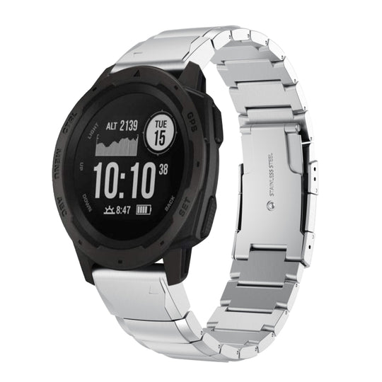 For Garmin Instinct 22mm Tortoise Shell Stainless Steel Watch Band(Silver)