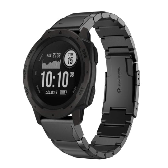 For Garmin Instinct 22mm Tortoise Shell Stainless Steel Watch Band(Black)