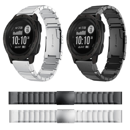 For Garmin Instinct 22mm Tortoise Shell Stainless Steel Watch Band(Black) - Watch Bands by buy2fix | Online Shopping UK | buy2fix