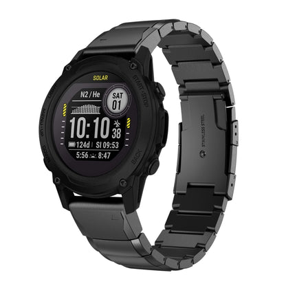 For Garmin Descent G1 22mm Tortoise Shell Stainless Steel Watch Band(Black) by buy2fix