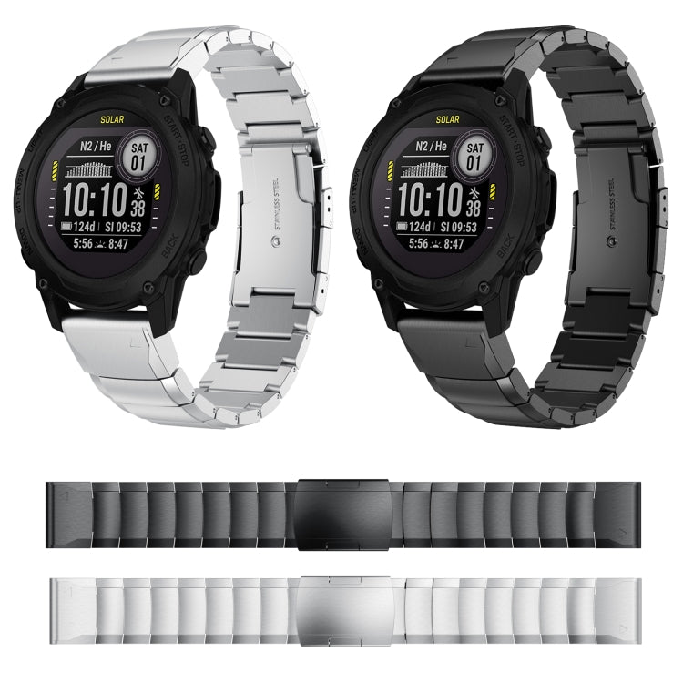 For Garmin Descent G1 22mm Tortoise Shell Stainless Steel Watch Band(Black) by buy2fix