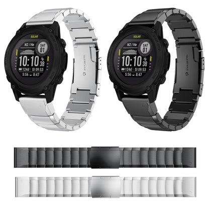 For Garmin Descent G1 22mm Tortoise Shell Stainless Steel Watch Band(Black) by buy2fix