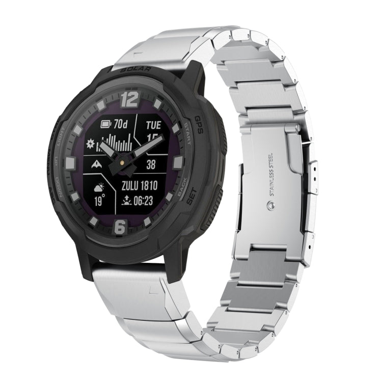 For Garmin Instinct Crossover 22mm Tortoise Shell Stainless Steel Watch Band(Silver) - Watch Bands by buy2fix | Online Shopping UK | buy2fix