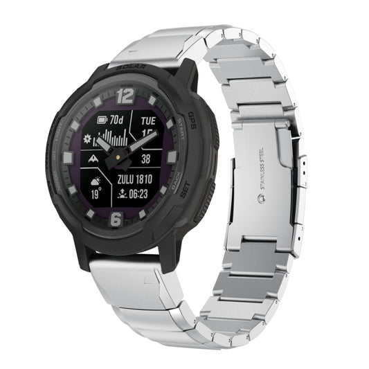 For Garmin Instinct Crossover 22mm Tortoise Shell Stainless Steel Watch Band(Silver) - Watch Bands by buy2fix | Online Shopping UK | buy2fix