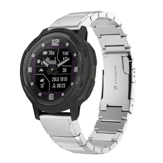 For Garmin Instinct Crossover 22mm Tortoise Shell Stainless Steel Watch Band(Silver)