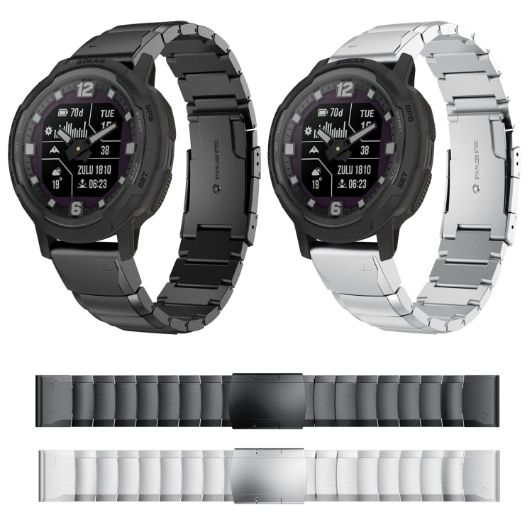 For Garmin Instinct Crossover 22mm Tortoise Shell Stainless Steel Watch Band(Silver) - Watch Bands by buy2fix | Online Shopping UK | buy2fix