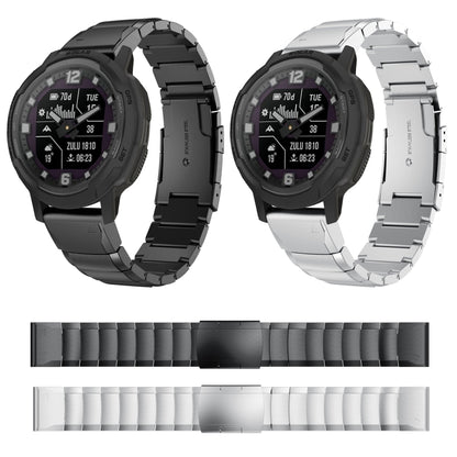 For Garmin Instinct Crossover 22mm Tortoise Shell Stainless Steel Watch Band(Silver) - Watch Bands by buy2fix | Online Shopping UK | buy2fix