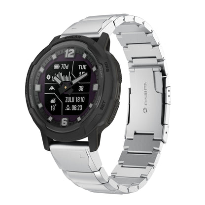 For Garmin Instinct Crossover Solar 22mm Tortoise Shell Stainless Steel Watch Band(Silver) - Watch Bands by buy2fix | Online Shopping UK | buy2fix