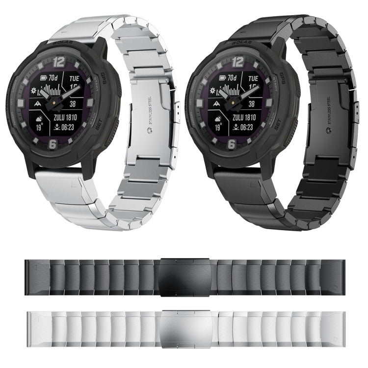 For Garmin Instinct Crossover Solar 22mm Tortoise Shell Stainless Steel Watch Band(Black) by buy2fix