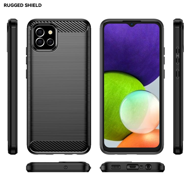 For Samsung Galaxy F04 Brushed Texture Carbon Fiber TPU Phone Case(Black) by buy2fix