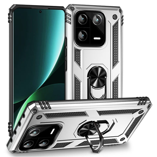 For Xiaomi 13 Pro Shockproof TPU + PC Phone Case with Holder(Silver) - Xiaomi Cases by buy2fix | Online Shopping UK | buy2fix