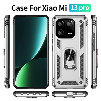 For Xiaomi 13 Pro Shockproof TPU + PC Phone Case with Holder(Silver) - Xiaomi Cases by buy2fix | Online Shopping UK | buy2fix