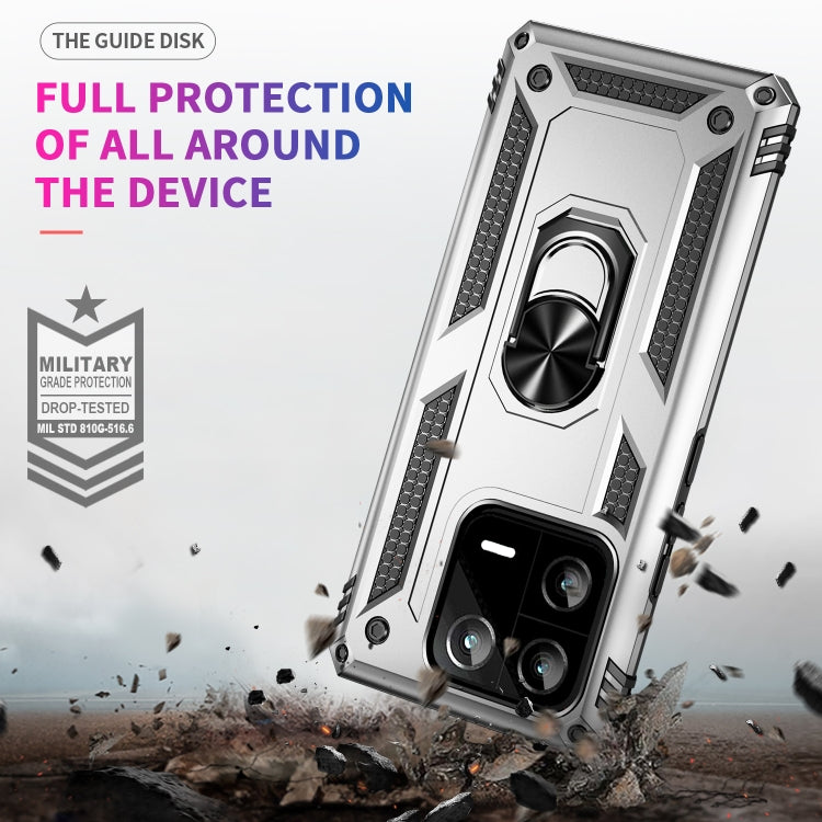 For Xiaomi 13 Pro Shockproof TPU + PC Phone Case with Holder(Silver) - Xiaomi Cases by buy2fix | Online Shopping UK | buy2fix