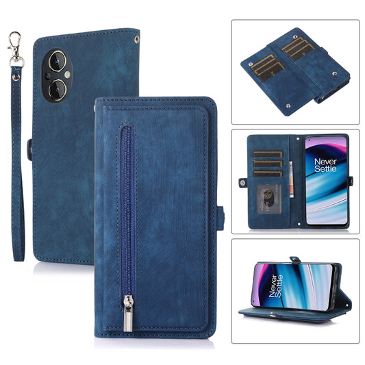 For Nothing Phone 1 Zipper Card Slot Buckle Wallet Leather Phone Case(Blue) - Nothing Cases by buy2fix | Online Shopping UK | buy2fix