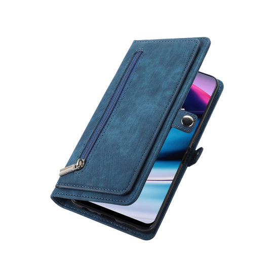 For Nothing Phone 1 Zipper Card Slot Buckle Wallet Leather Phone Case(Blue) - Nothing Cases by buy2fix | Online Shopping UK | buy2fix