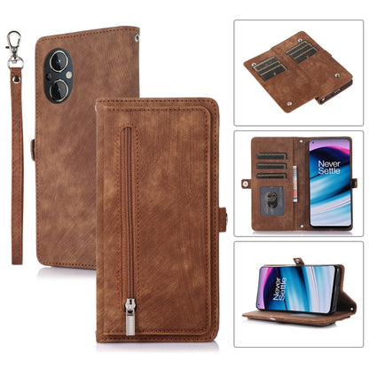 For Nothing Phone 1 Zipper Card Slot Buckle Wallet Leather Phone Case(Brown) - Nothing Cases by buy2fix | Online Shopping UK | buy2fix