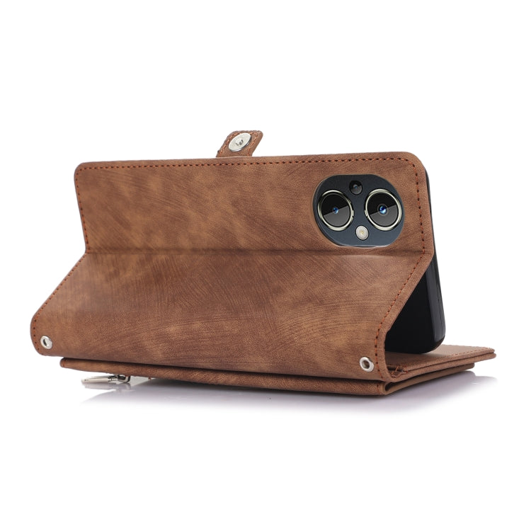 For Nothing Phone 1 Zipper Card Slot Buckle Wallet Leather Phone Case(Brown) - Nothing Cases by buy2fix | Online Shopping UK | buy2fix