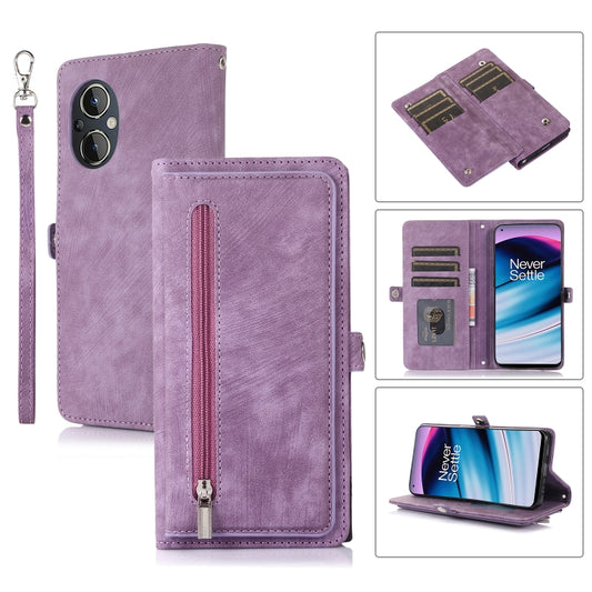 For Nothing Phone 1 Zipper Card Slot Buckle Wallet Leather Phone Case(Purple) - Nothing Cases by buy2fix | Online Shopping UK | buy2fix