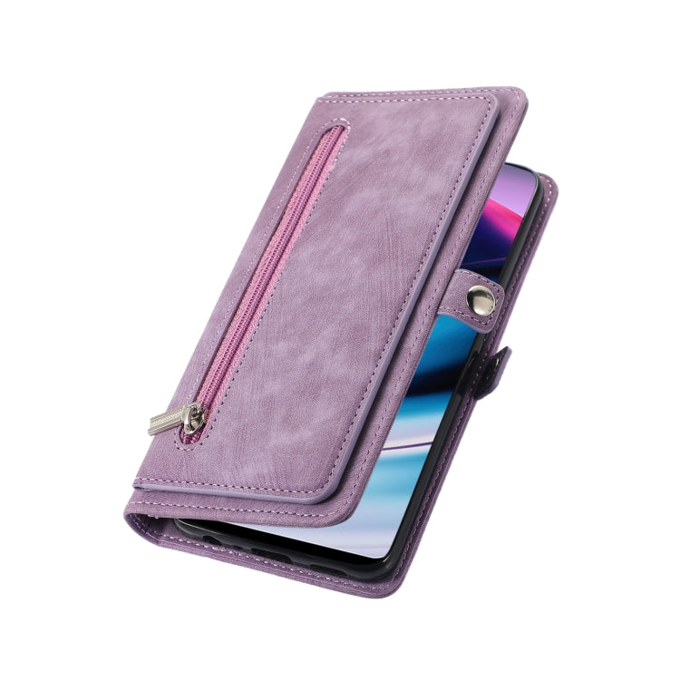 For Nothing Phone 1 Zipper Card Slot Buckle Wallet Leather Phone Case(Purple) - Nothing Cases by buy2fix | Online Shopping UK | buy2fix