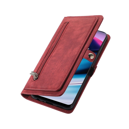 For Nothing Phone 1 Zipper Card Slot Buckle Wallet Leather Phone Case(Red) - Nothing Cases by buy2fix | Online Shopping UK | buy2fix