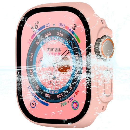 For Apple Watch Ultra 4 / 3 / 2 / 1 49mm ENKAY Hat-Prince Waterproof Full Coverage PC Frame + 9H Tempered Glass Case(Pink)