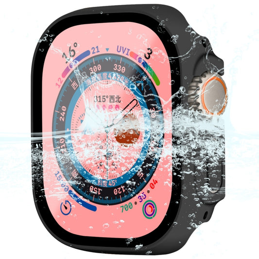 For Apple Watch Ultra / Ultra 2 49mm ENKAY Hat-Prince Waterproof Full Coverage PC Frame + 9H Tempered Glass Case(Black) - Watch Cases by ENKAY | Online Shopping UK | buy2fix