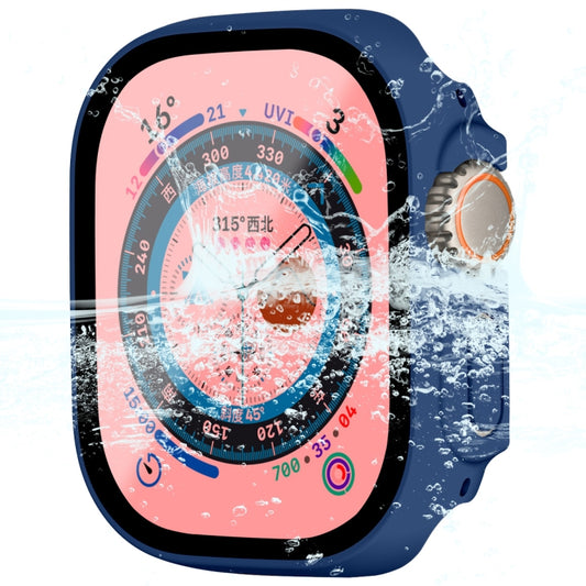 For Apple Watch Ultra / Ultra 2 49mmENKAY Hat-Prince Waterproof Full Coverage PC Frame + 9H Tempered Glass Case(Dark Blue) - Watch Cases by ENKAY | Online Shopping UK | buy2fix