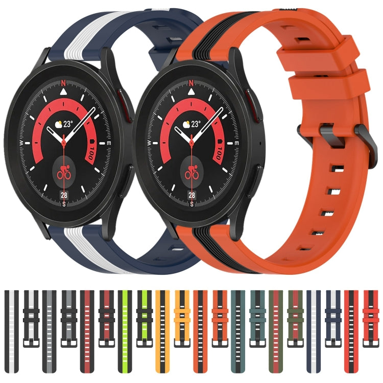 For Samsung Galaxy Watch5 Pro 45mm 20mm Vertical Two-Color Silicone Watch Band(Red+Black) - Watch Bands by buy2fix | Online Shopping UK | buy2fix