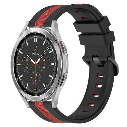 For Samsung  Galaxy Watch4 Classic 46mm 20mm Vertical Two-Color Silicone Watch Band(Black+Red) - Watch Bands by buy2fix | Online Shopping UK | buy2fix
