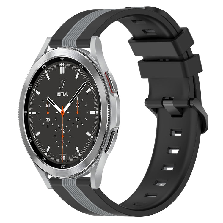 For Samsung  Galaxy Watch4 Classic 46mm 20mm Vertical Two-Color Silicone Watch Band(Black+Grey) - Watch Bands by buy2fix | Online Shopping UK | buy2fix