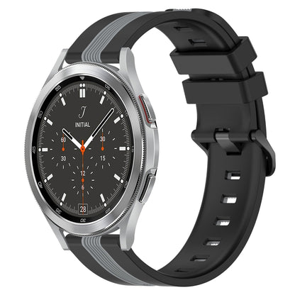 For Samsung  Galaxy Watch4 Classic 46mm 20mm Vertical Two-Color Silicone Watch Band(Black+Grey) - Watch Bands by buy2fix | Online Shopping UK | buy2fix
