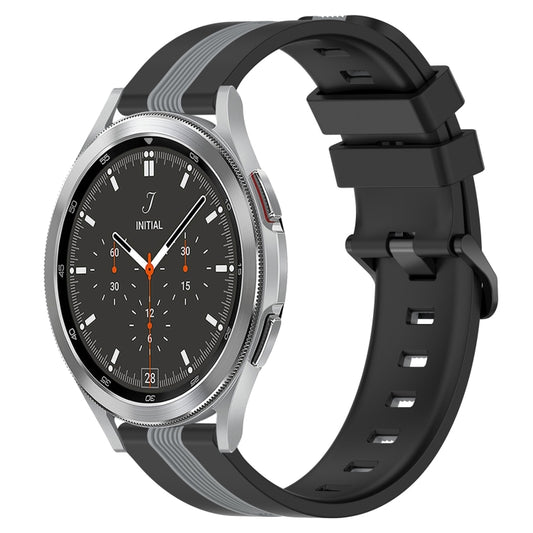 For Samsung  Galaxy Watch4 Classic 46mm 20mm Vertical Two-Color Silicone Watch Band(Black+Grey) - Watch Bands by buy2fix | Online Shopping UK | buy2fix