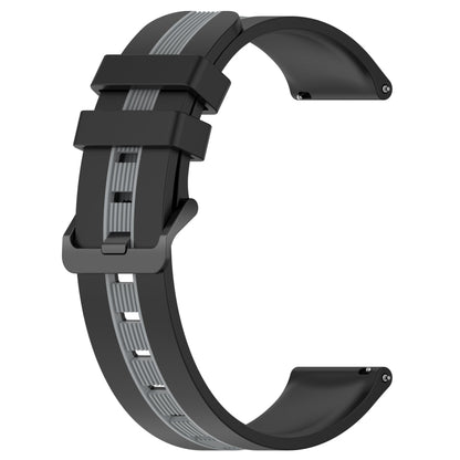 For Samsung  Galaxy Watch4 Classic 46mm 20mm Vertical Two-Color Silicone Watch Band(Black+Grey) - Watch Bands by buy2fix | Online Shopping UK | buy2fix