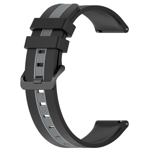 For Samsung  Galaxy Watch4 Classic 46mm 20mm Vertical Two-Color Silicone Watch Band(Black+Grey) - Watch Bands by buy2fix | Online Shopping UK | buy2fix