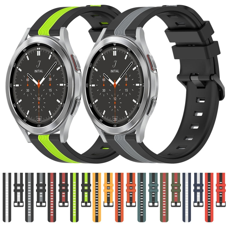 For Samsung  Galaxy Watch4 Classic 46mm 20mm Vertical Two-Color Silicone Watch Band(Black+Red) - Watch Bands by buy2fix | Online Shopping UK | buy2fix