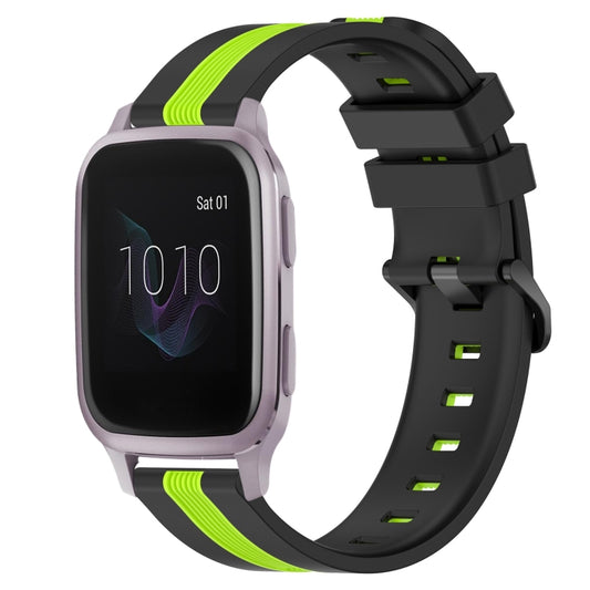 For Garmin Venu SQ 20mm Vertical Two-Color Silicone Watch Band(Black+Lime Green) - Watch Bands by buy2fix | Online Shopping UK | buy2fix