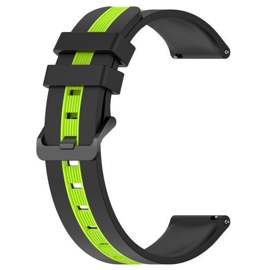 For Garmin Venu SQ 20mm Vertical Two-Color Silicone Watch Band(Black+Lime Green) - Watch Bands by buy2fix | Online Shopping UK | buy2fix