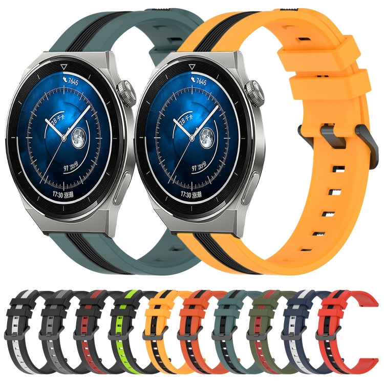 For Huawei Watch GT3 Pro 43mm 20mm Vertical Two-Color Silicone Watch Band(Black+Grey) by buy2fix