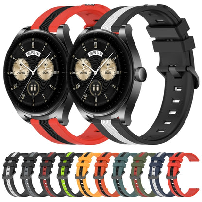 For Huawei Watch Buds 22mm Vertical Two-Color Silicone Watch Band(Black+Grey) by buy2fix