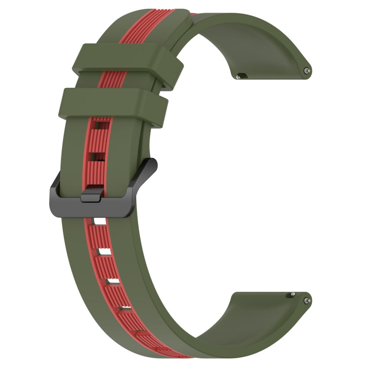 For Huawei Watch GT3 Pro 46mm 22mm Vertical Two-Color Silicone Watch Band(Army Green+Red) by buy2fix