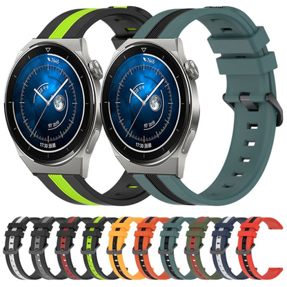For Huawei Watch GT3 Pro 46mm 22mm Vertical Two-Color Silicone Watch Band(Army Green+Red) by buy2fix