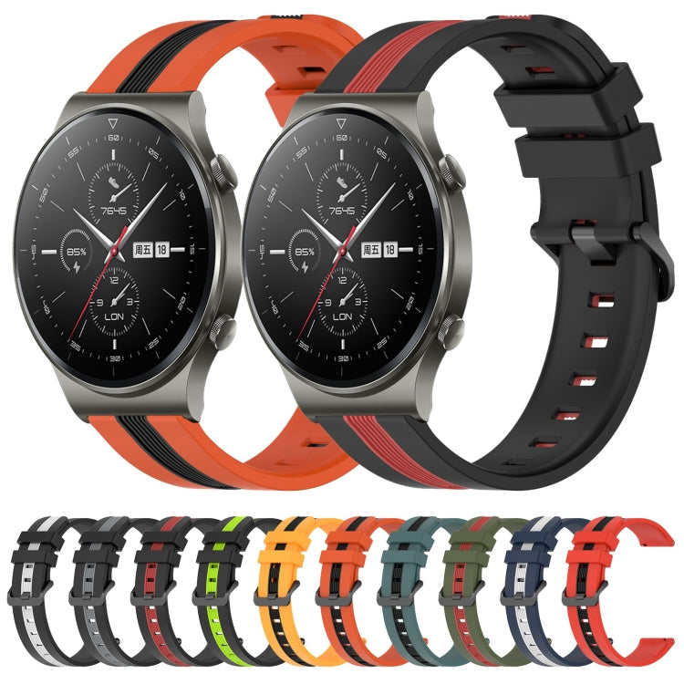 For Huawei GT2 Pro 22mm Vertical Two-Color Silicone Watch Band(Army Green+Red) by buy2fix
