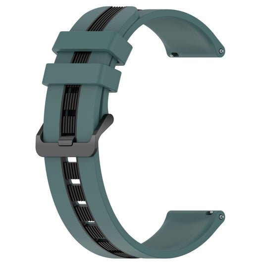For Garmin Vivoactive 4 22mm Vertical Two-Color Silicone Watch Band(Green+Black) - Watch Bands by buy2fix | Online Shopping UK | buy2fix