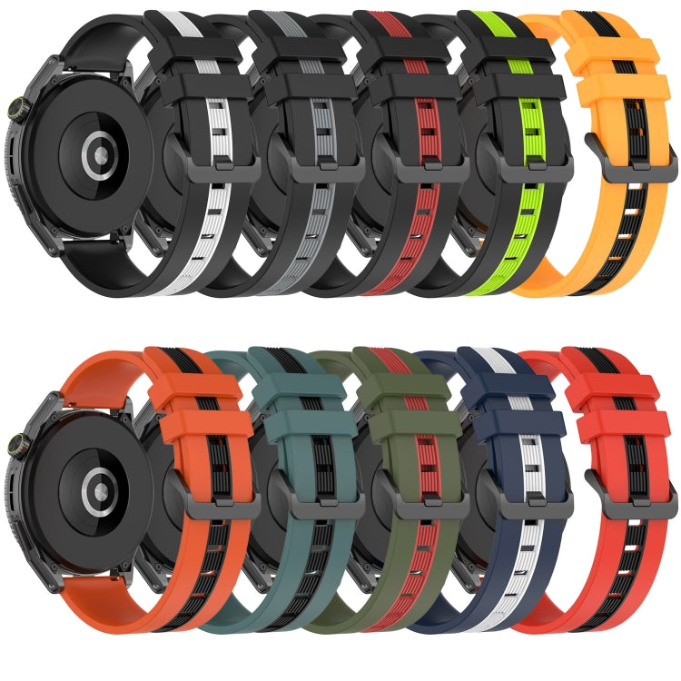For Garmin Vivoactive 4 22mm Vertical Two-Color Silicone Watch Band(Green+Black) - Watch Bands by buy2fix | Online Shopping UK | buy2fix