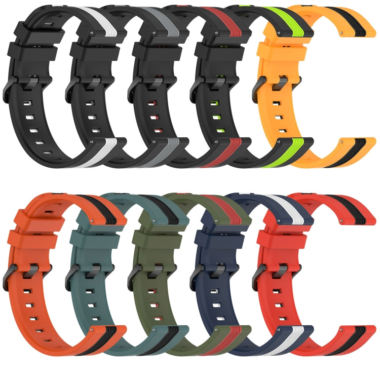 For Garmin Vivoactive 4 22mm Vertical Two-Color Silicone Watch Band(Green+Black) - Watch Bands by buy2fix | Online Shopping UK | buy2fix