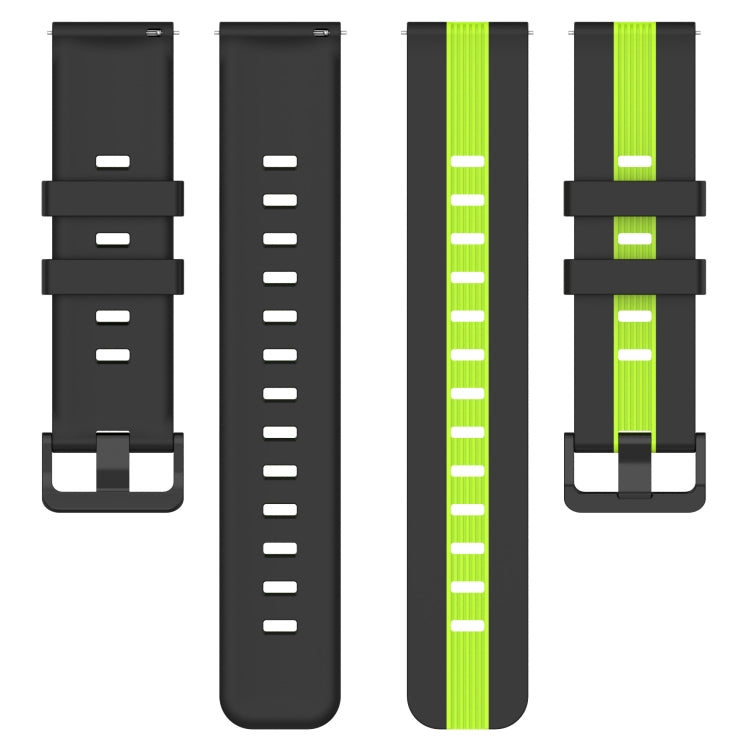 For Garmin Vivoactive 4 22mm Vertical Two-Color Silicone Watch Band(Green+Black) - Watch Bands by buy2fix | Online Shopping UK | buy2fix
