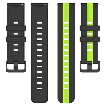 For Garmin Vivoactive 4 22mm Vertical Two-Color Silicone Watch Band(Green+Black) - Watch Bands by buy2fix | Online Shopping UK | buy2fix