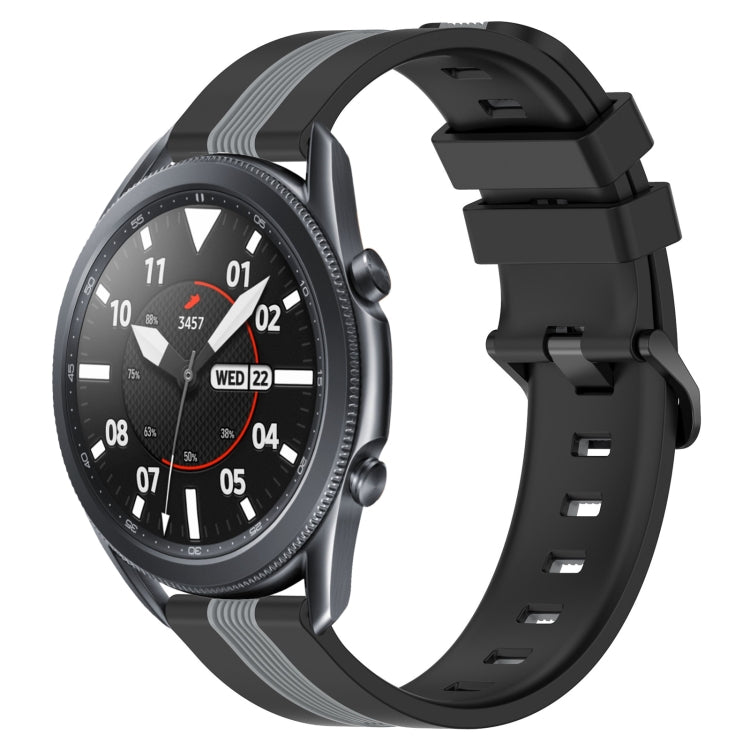 For Samsung Galaxy Watch3 45mm 22mm Vertical Two-Color Silicone Watch Band(Black+Grey) - Watch Bands by buy2fix | Online Shopping UK | buy2fix